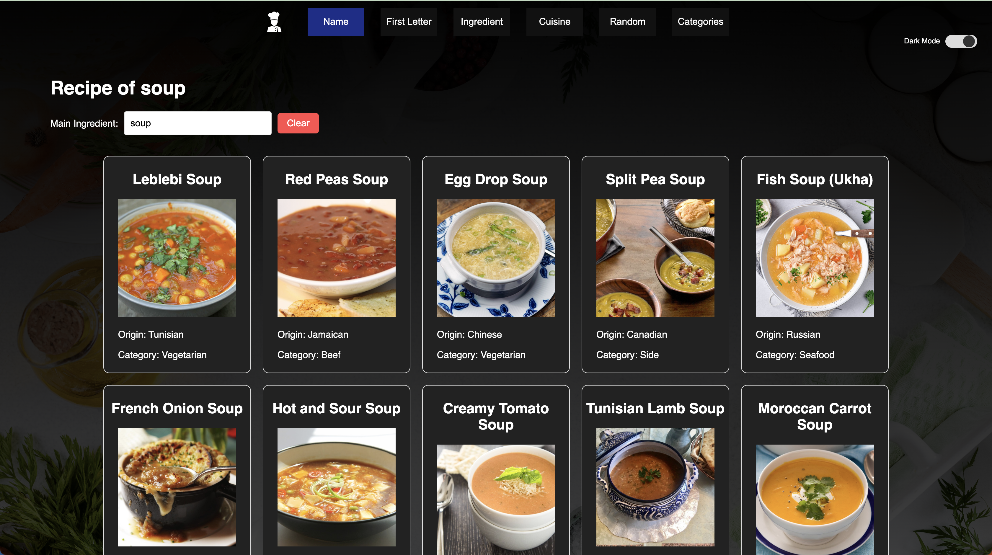 Image of Recipe Finder App